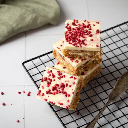 Raspberry & White Chocolate Tiffins