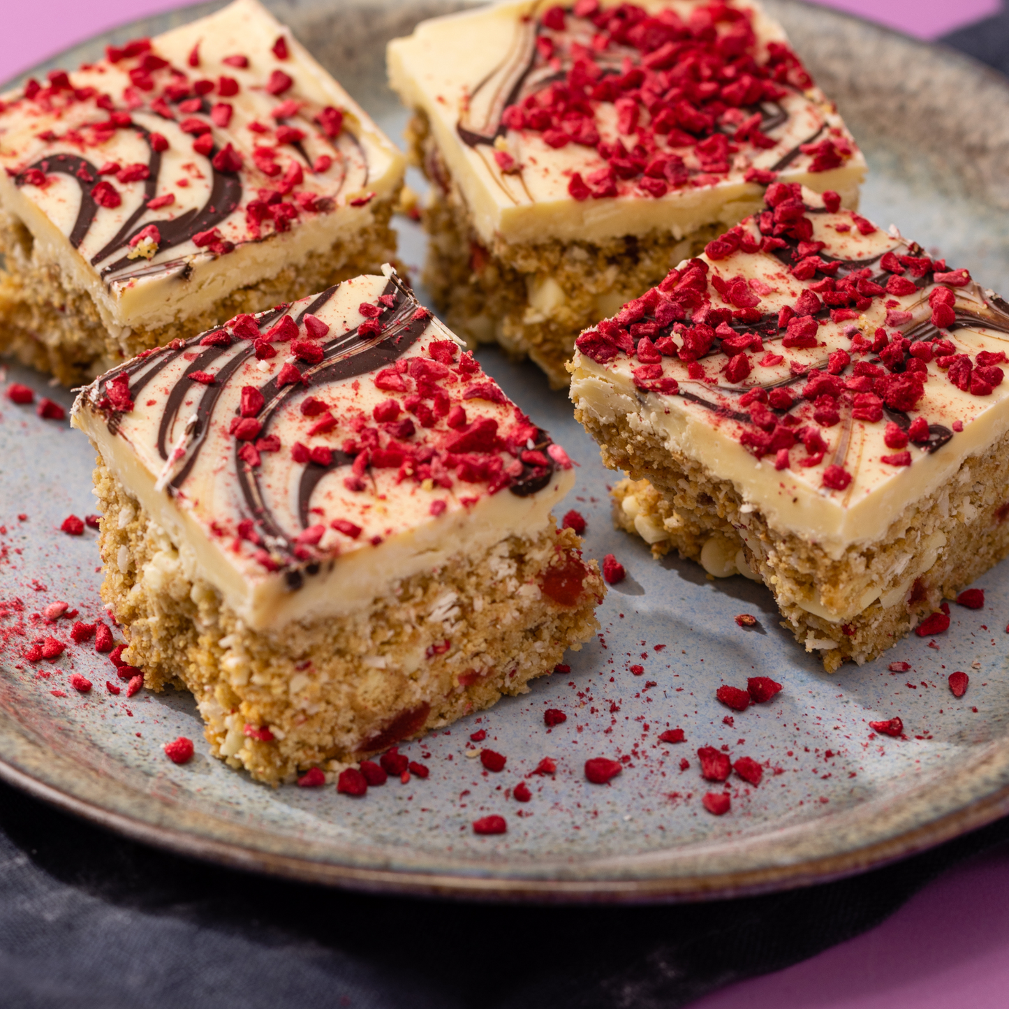 Raspberry & White Chocolate Tiffins