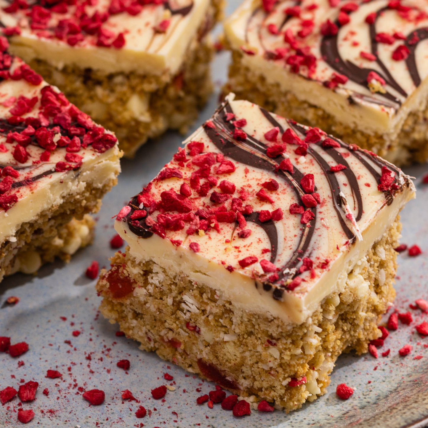 Raspberry & White Chocolate Tiffins